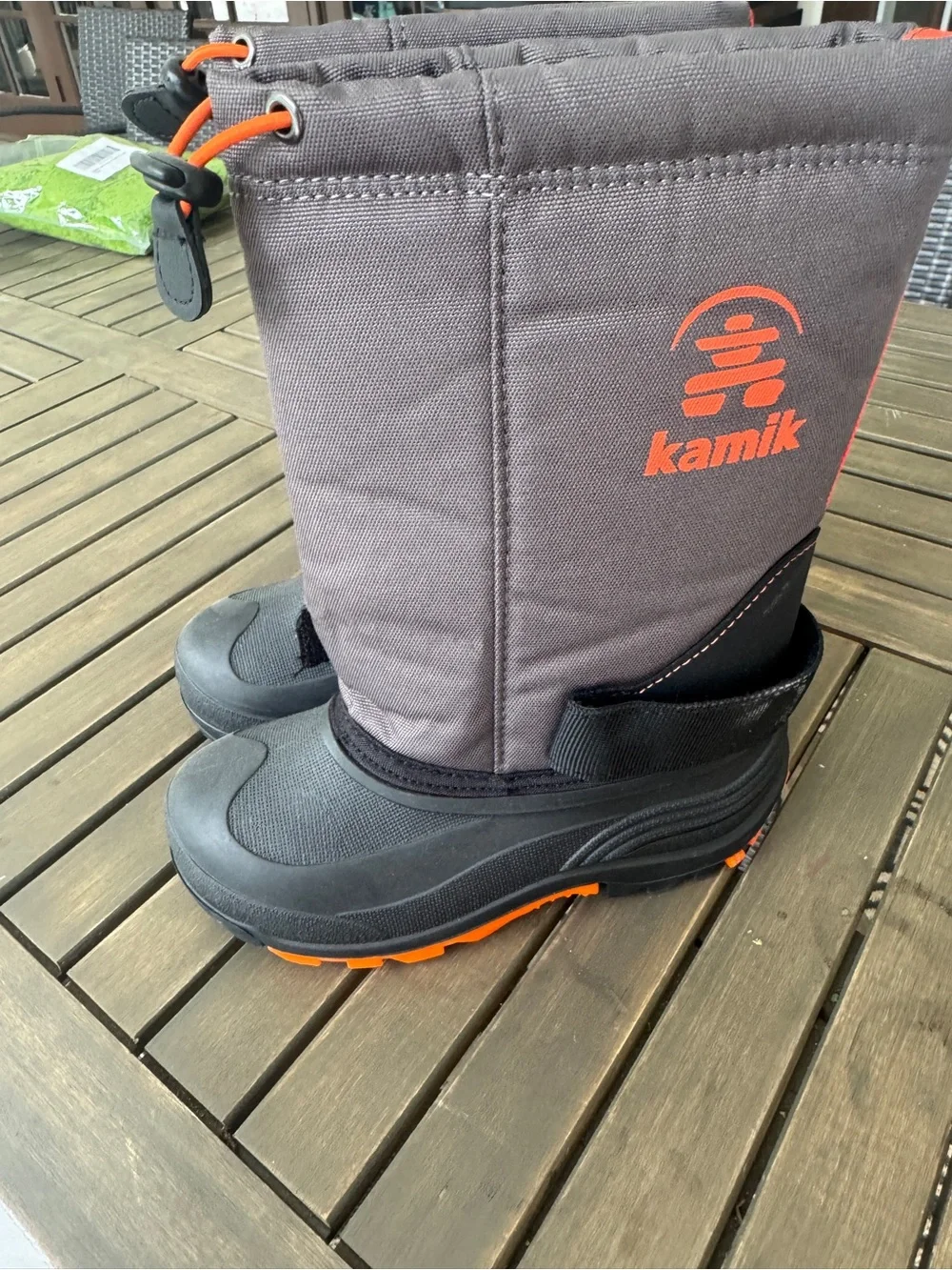 Kamik Kids Gray and Orange Waterproof Snow Boots